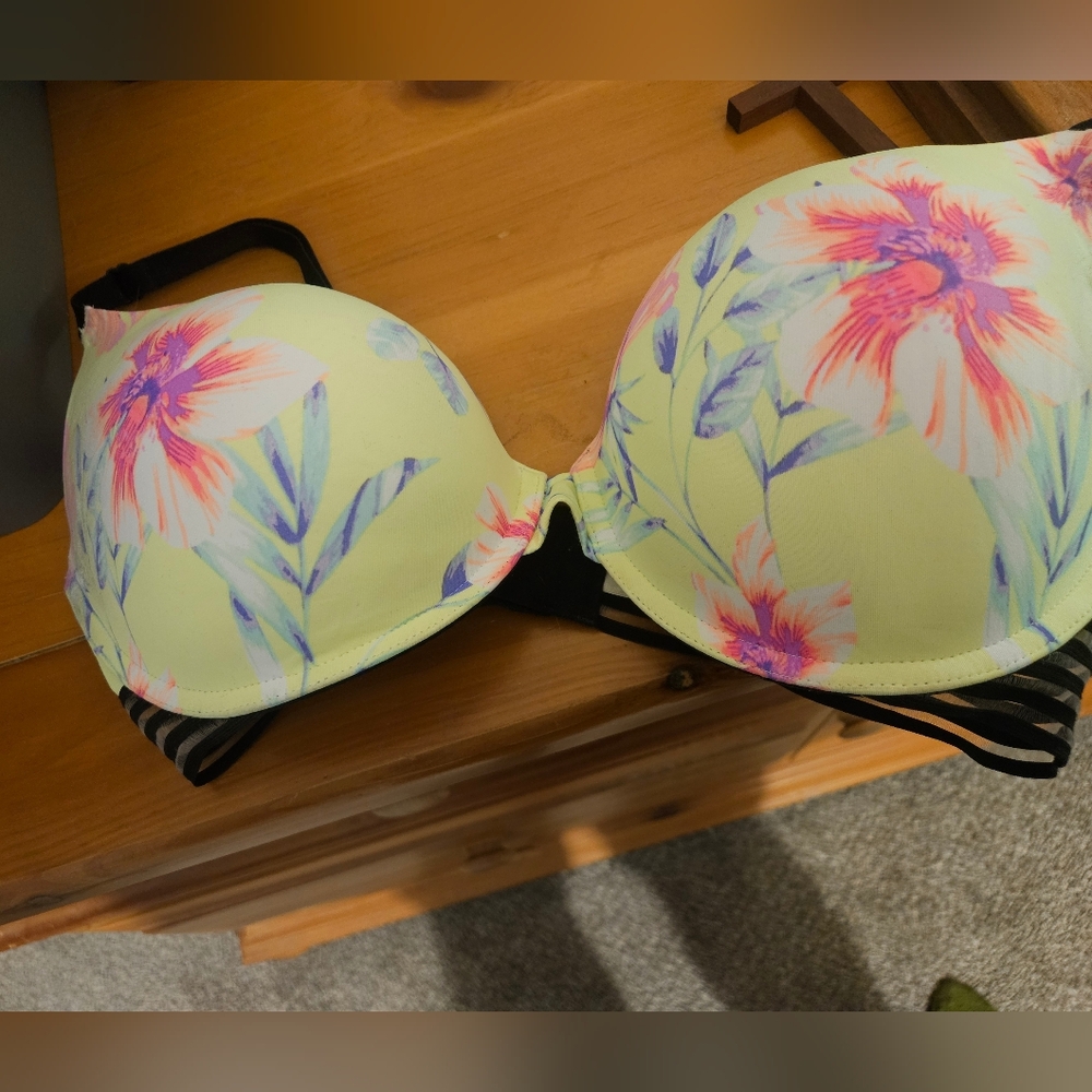 Victoria's Secret Floral Print Bra - Yellow and Pink